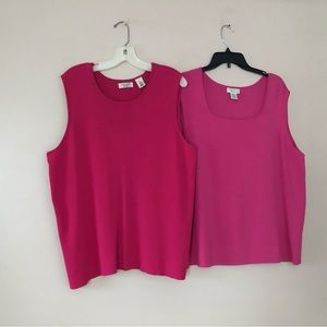 Laura Ashley Vest size 2X /3X  Pink Stretch Colorfully Knit🌟 Set of 2 Items